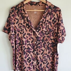 NWT Stars Above Animal Print Leopard Short Sleeve / Shorts Pajamas XXL Plus Size